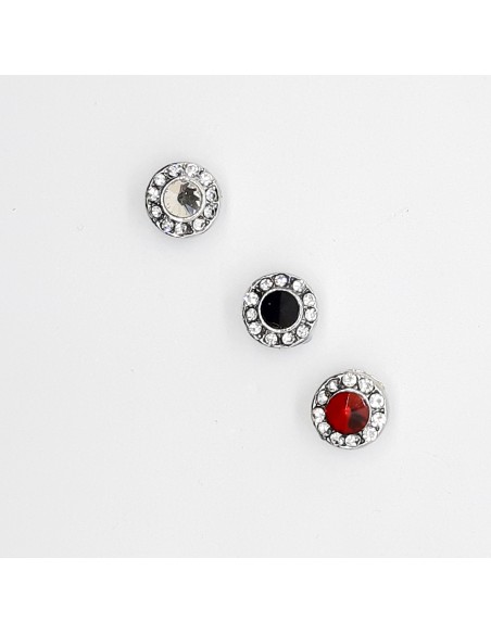 Botón pedrería metálico brillante con pie T14