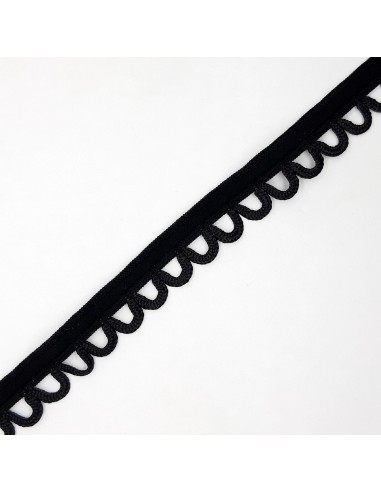 Cinta elástica con presillas 1,5 cms color negro