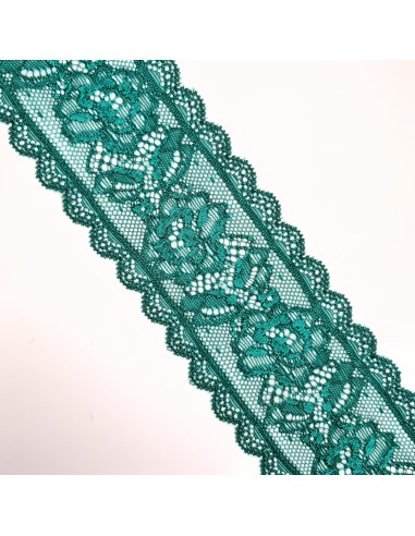 Entredos encaje elástico 5,8 cms verde botella 