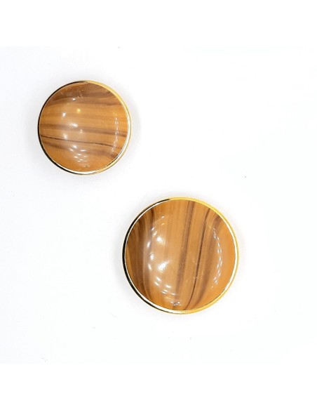 Botón rayas camel con filo dorado