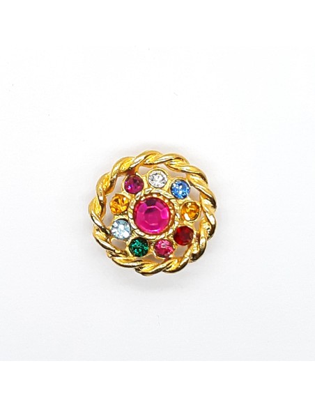 Botón dorado pedrería colores