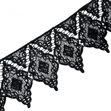 Encaje guipur negro de 10 cms con picos decorativos