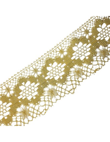 Encaje de bolillo dorado metalizado de 8 cms