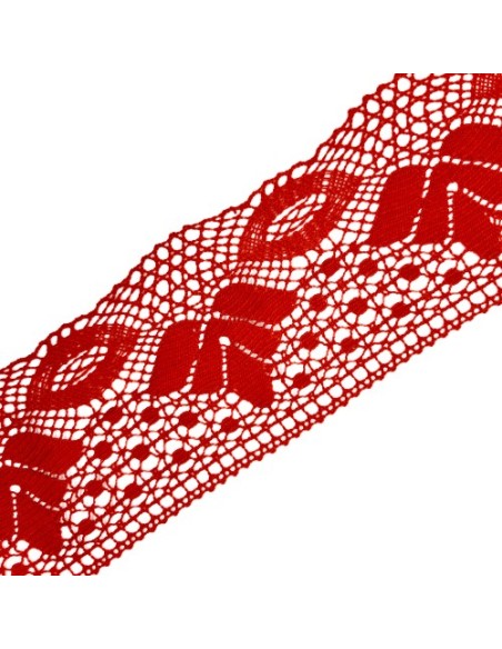 Encaje bolillo rojo  8 cms