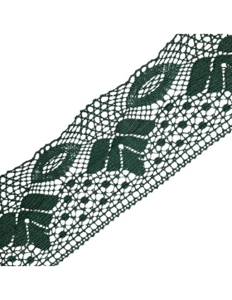 Encaje bolillo verde botella  8 cms