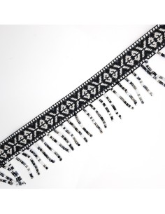 Fleco abalorios rocalla con galón étnico de 5 cms