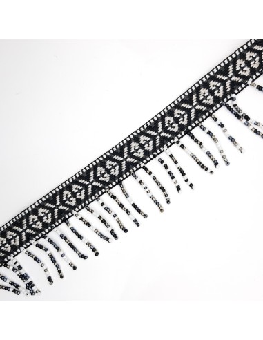 Fleco abalorios rocalla con galón étnico de 5 cms