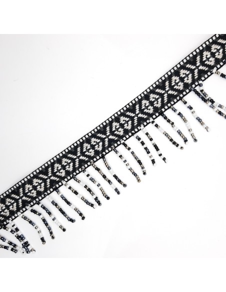 Fleco abalorios rocalla con galón étnico de 5 cms