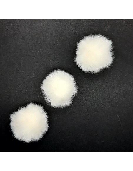 Pompón de pelo ecológico y color crudo de 3 cms