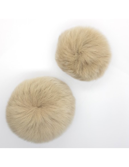Pompón piel de conejo suave de alta calidad y color camel