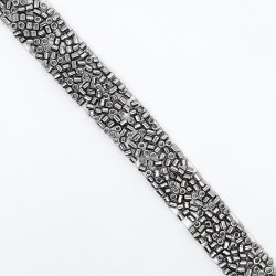 Galón canutillo cristal termoadhesivo plata vieja de 1 cm