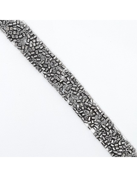 Galón canutillo cristal termoadhesivo plata vieja de 1 cm