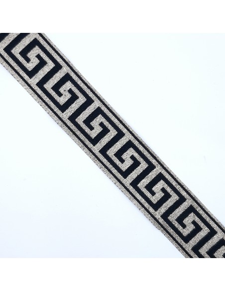 Galón metalizado greca romana dorado y negro 2,5 cms
