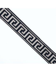 Galón metalizado greca romana dorado y negro 2,5 cms 2