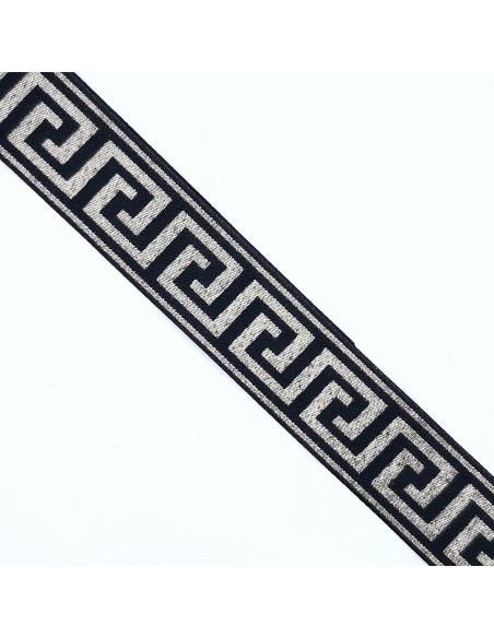 Galón metalizado greca romana dorado y negro 2,5 cms