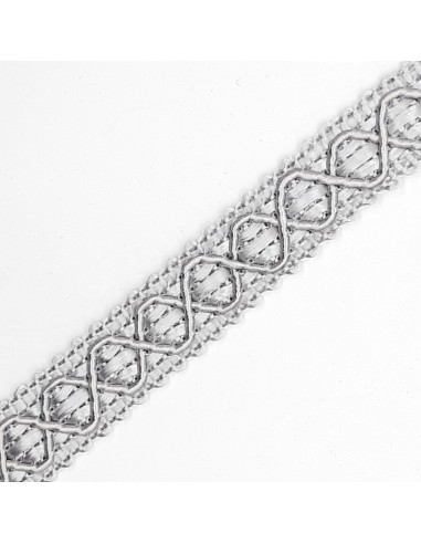 Galón agreman rombos especial tapicería color gris