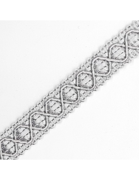 Galón agreman rombos especial tapicería color gris