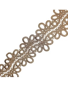 Entredos encaje metalizado guipur calado color dorado de 6,5 cms 2