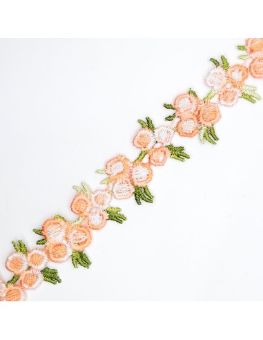 Tira flores guipur de 2,5 cms color salmón