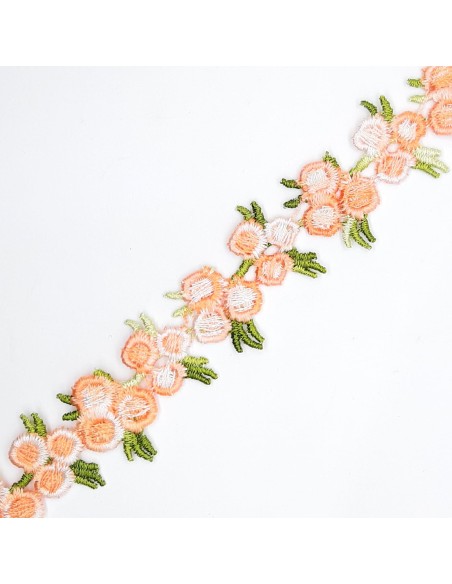 Tira flores guipur de 2,5 cms color salmón