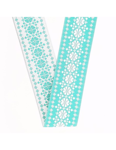 Galón tapacostura de doble cara verde mar de  2,7 cms