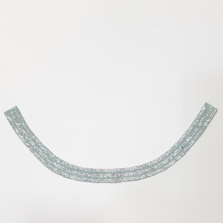 Aplique strass cuello adhesivo con piedras brillantes verde mar