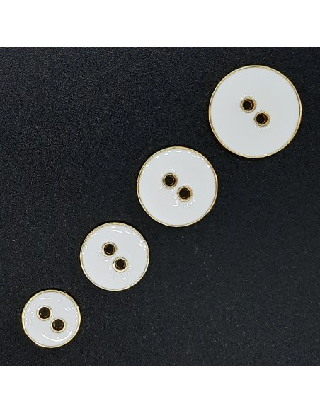 Botón blanco esmaltado con filo dorado metálico 