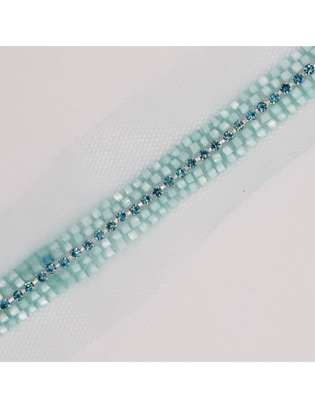 Galón pasamanería rocalla verde mar de 1 cm