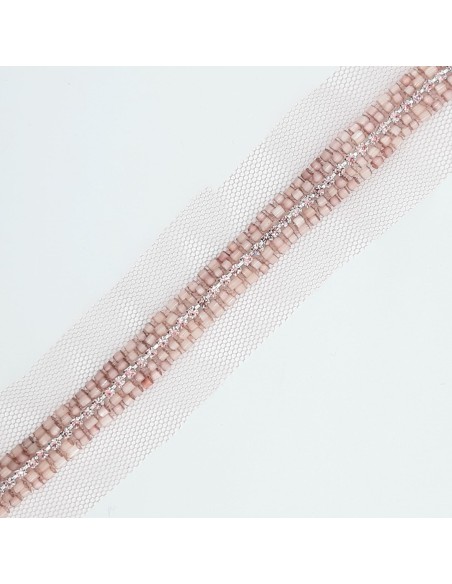 Galón pasamanería rocalla rosa palo de 1 cm