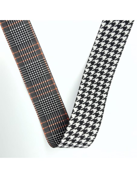 Cinta mochila doble cara pata de gallo y cuadros 33 mm