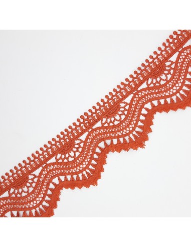 Encaje guipur algodón de color caldera mate de 6 cms