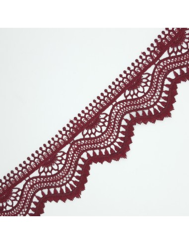 Encaje guipur algodón de color burdeos mate de 6 cms