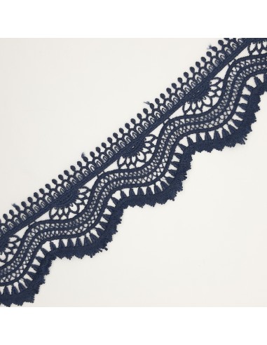 Encaje guipur algodón de color azul marino mate de 6 cms