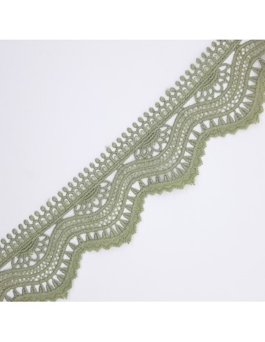 Encaje guipur algodón de color verde mate de 6 cms