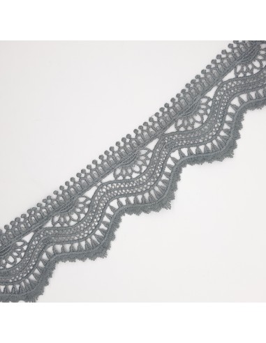 Encaje guipur algodón de color gris mate de 6 cms