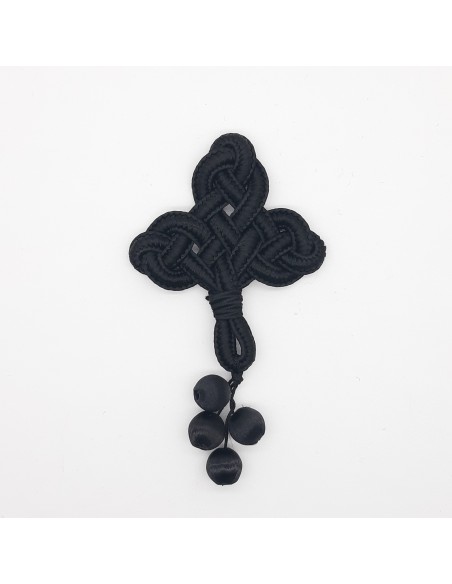 Aplicación pasamanería negra con 4 con bolas decorativas