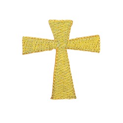 Cruz bordada dorada metalizada termoadhesiva de 5 x 5 cms