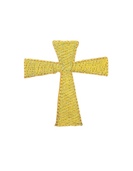Cruz bordada dorada metalizada termoadhesiva de 5 x 5 cms