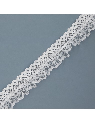 Puntilla de nylon rizado color blanco de 2 cms