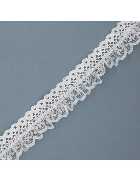 Puntilla de nylon rizado color blanco de 2 cms