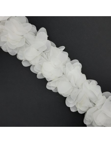 Tira flores organdí blanco