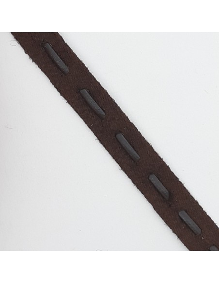 Galón antelina con pespunte de color marrón de 1 cm