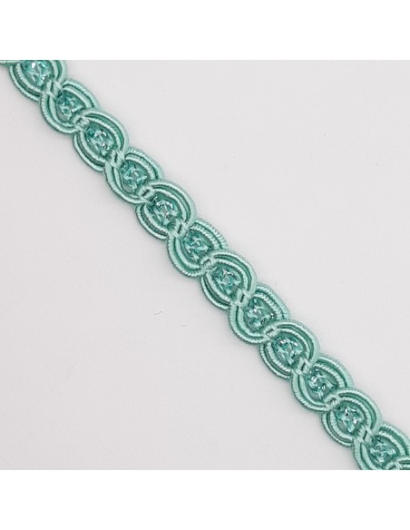 Galón pasamanería con ondas y brillo lurex de 7 mm y color verde mar