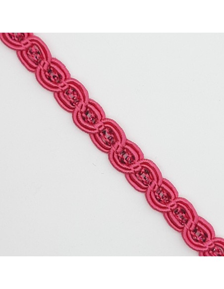 Galón pasamanería con ondas y brillo lurex de 7 mm y color fucsia