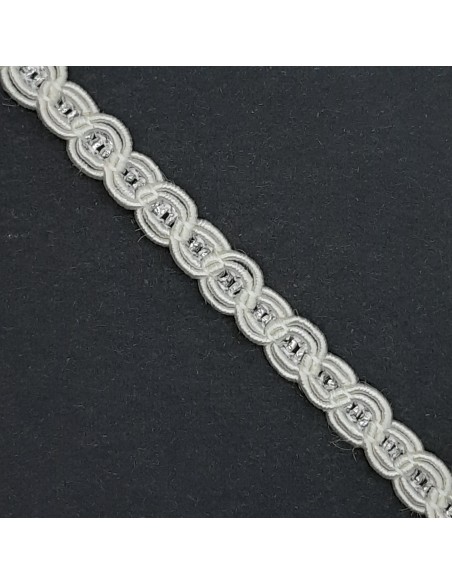 Galón pasamanería con ondas y brillo lurex de 7 mm y color marfil 