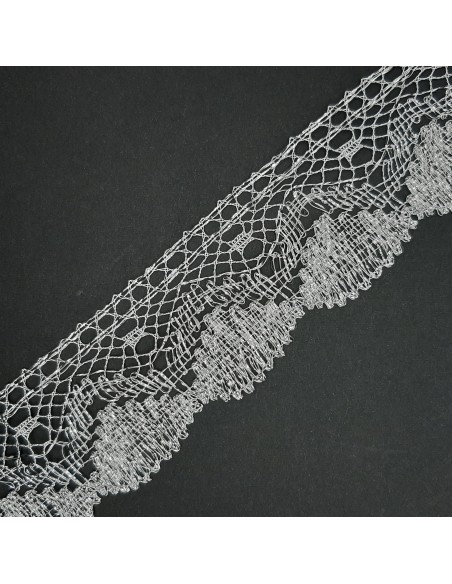 Puntilla encaje de bolillo color plata