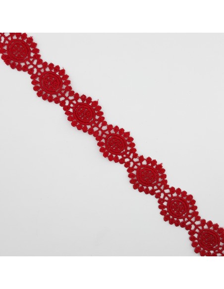 Entredos encaje guipur color burdeos de 2,5 cms