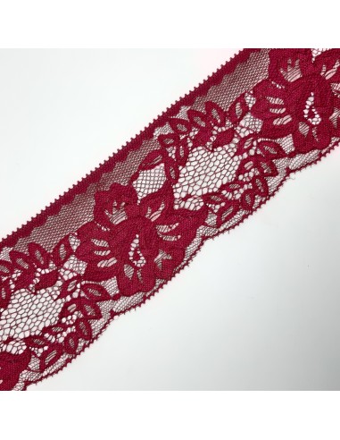 Puntilla encaje de nylon color burdeos de 7 cms