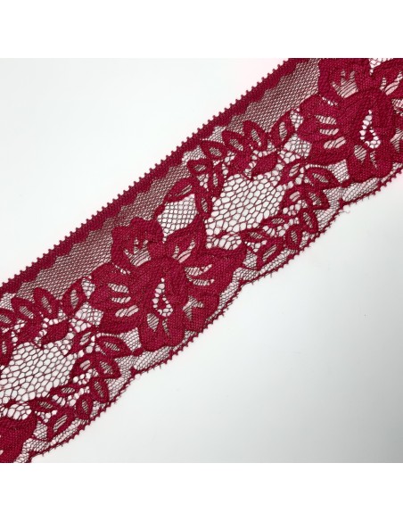 Puntilla encaje de nylon color burdeos de 7 cms