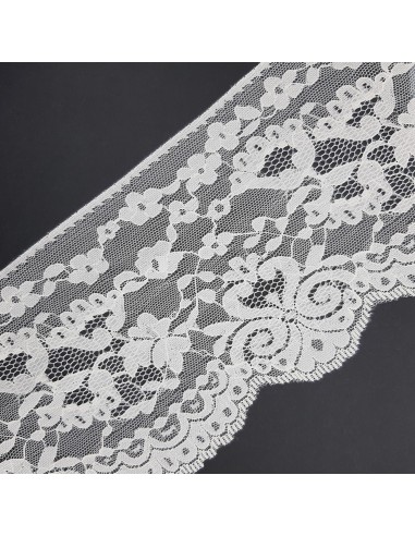 Puntilla encaje nylon floral beige de 13 cms